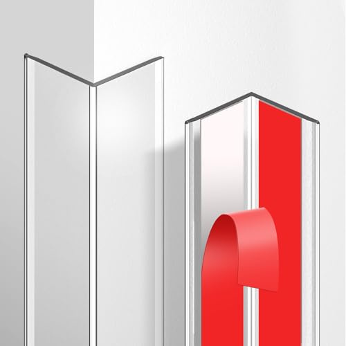 Magicheap 4 Pack Wall Corner Protector, Self Adhesive Corner Protectors for Walls, Easy to Install Edge Guard Strip for Furniture Cabinet Shelf Drywall Baseboard Desk, 17.7in x 1.18in, Clear