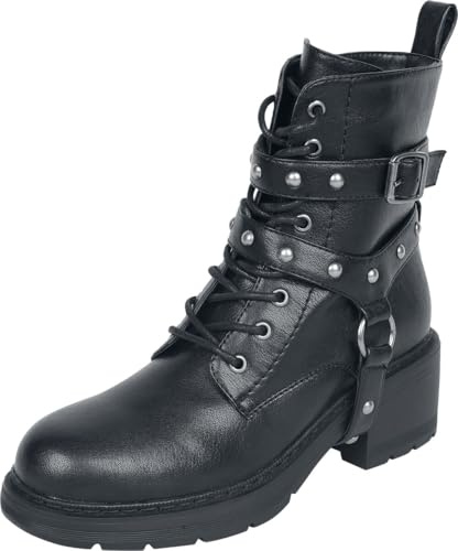 Rock Rebel by EMP Femme Bottes Noires avec laçage et Clous EU39
