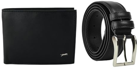 JAGUAR Regalos Originales para Hombre con Cartera Hombre Cuero y Cinturón de Cuero de 125 cm con Elegante Caja de Madera, Billeteras y Cinturon Firmado Negro