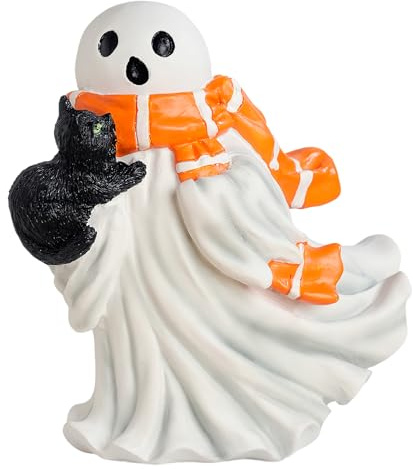 Gupcaqosjw Figura de fantasma – Estatua decorativa de Halloween | Linda figura de gato fantasma de resina para tocador, mesita de noche, alféizar de ventana, vitrina, idea de regalo