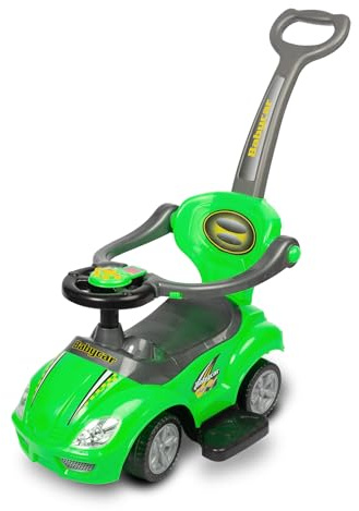 TOYZ - Cochecito para Bebés, Coche de Empuje para Niños Pequeños, A Partir de 1 Año - Panel de Sonido, Asiento Moldeado, Imitación de Salpicadero, Espacio para Guardar Tesoros - Race Car Verde