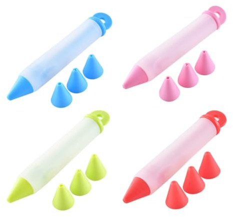 BAZEITFLOW Set 16 Pezzi Penne per Dolci in Silicone Multifunzionali Penna per Decorare Torte e Biscotti Strumento Cucina per Crema e Marmellata Accessorio per Pasticceria Fai da Te