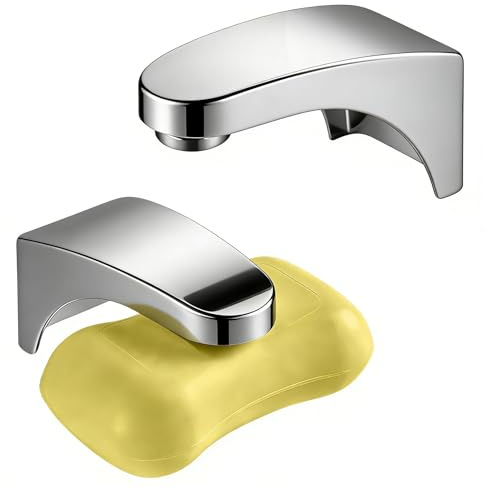 Tashce 2 stycken tvålhållare magnet silver, utan borrning för badrum och | Magnetisk tvålhållare och tvålskål för väggmontering, lämplig för tvättställ, kök och badrum