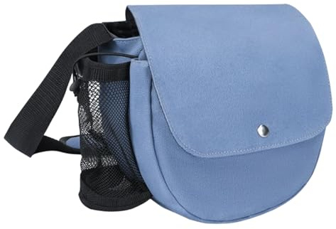 Liten skivgolf axelband, rymmer 4 skivor och vattenflaska, 9 x 4.9 x 7.3 in / 23 x 12,5 x 18,5 cm, lätt Oxford-tyg, blå