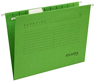 Jalema 2652742500 Hängemappen Euroflex, Hängeregister DIN A4, seitlich offen, Sichtreiter, FSC®-zertifiziert, 25er Packung, grün