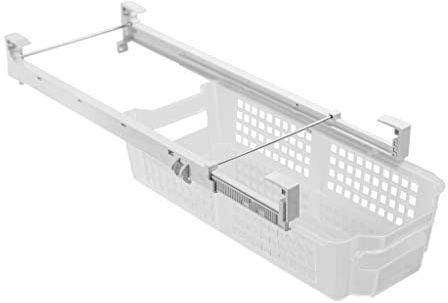 Smart Design Adjustable Pull Out Refrigerator Drawer - Medium - Extendable Rails and Handle - BPA Free Plastic - Holds 15 lbs - Fridge Bin, Freezer Container, Food Shelf Organizer - Kitchen - Clear