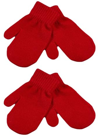 WESTEND CHOICE Baby Mittens 2 Pairs Girls Boys Winter Warm Kids Magic Mittens Toddler Gloves children’s mitten Gloves (Red)