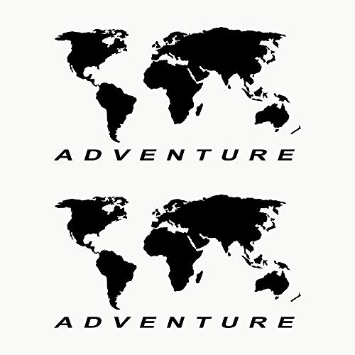 Autodomy World Map Sticker Planisphere Motorcycle Suitcases 2 Units | Adventure Motorcycle Stickers Off Road Sport Trail 4x4 for Car or Motorcycle (Black)
