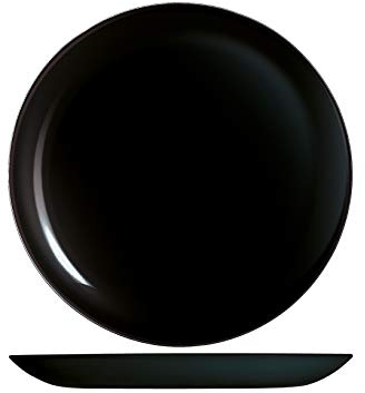 H6H Premiere Set de 6 platos llanos, Vidrio, Negro, 27 Cm
