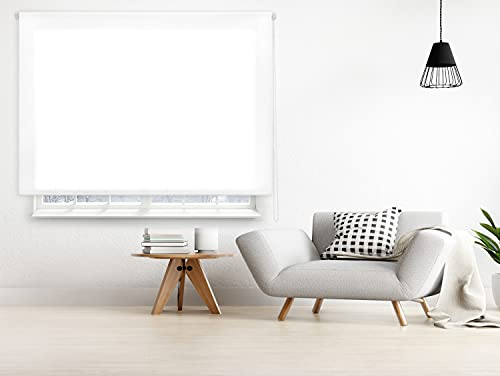 PUR LINE | Estor Enrollable Tamaño 140x175 cm Ancho x Alto Regulación de Luz - Estor Translúcido Tamaño Tela 137x170 cm Color Blanco Instalación Pared o Techo