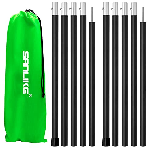 SAN LIKE Aluminum Tent Poles for Tarp - 75in Collapsible Poles for Awnings, Canopy, Rain Fly, Shelter - 2 Sets (5 Sections)