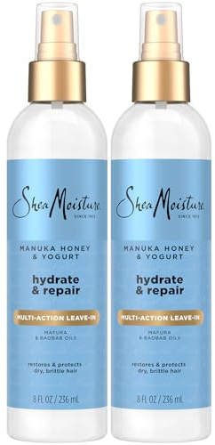 Shea Moisture Leave-In Conditioner, Multi-Action Spray 2-Pack, Manuka Honey & Yogurt Hydrate & Repair for Dry, Damaged Hair, 8 Oz Ea