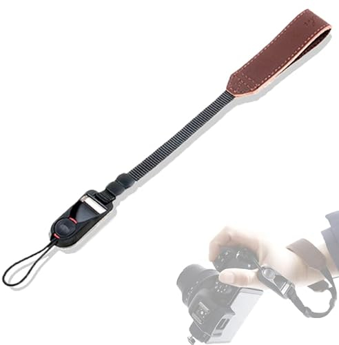 Kamera Handschlaufe, Schnellspanne Handgelenkschlaufe,Kamera Handschlaufe Leder Braun, Passend für alle DSLR/SLR Kameras