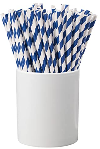 100 cannucce di carta decorazioni per incoronazione 2023 cannucce di carta a righe blu e bianche per incoronazione festa di strada eventi reali forniture per feste britanniche decorazioni da tavola