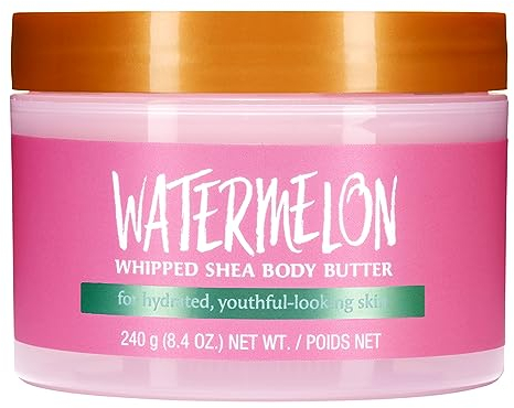 Tree Hut Wassermelonen-geschlagene Shea-Körperbutter, 238 ml, leichte, langanhaltende, feuchtigkeitsspendende Feuchtigkeitscreme mit natürlicher Sheabutter für pflegende essentielle Körperpflege