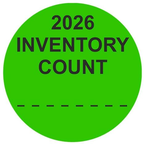 Lot de 1000 étiquettes d'inventaire « 2024 Inventory Count » - Diamètre : 50 mm - Vert clair