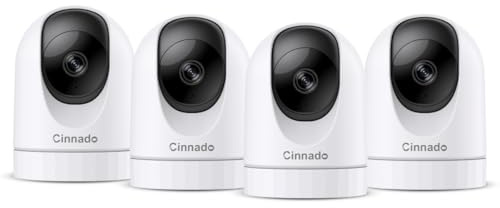 Cinnado 2K Home Security Cameras-2.4Ghz WiFi Indoor Camera with 360° Motion Detection for Pets/Nanny/Baby/Dog, 2 Way Audio, 24/7 SD Card Storage, Cloud Storage, Works with Alexa & Google Home, D1 4P