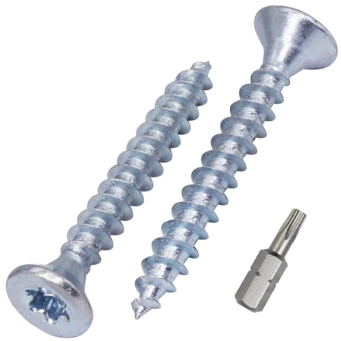 SKIR'CO (50 unidades) Tornillos para madera de acero galvanizado 4,5 x 35 mm, cabeza Torx, cabeza avellanada, tornillos para aglomerado, totalmente roscados