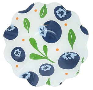 Pavilion Gift Company - Blueberries - 6 Waved Edge Glass Serving 10 Oz Bowl Vintage Orange Fruit Kitchen Decor Summer Serveware