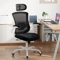 COLAMY Office Chair Mesh Computer Chair with Adjustable Headrest and Lumbar Support Ergonomic Desk Chair with Flip-up Armrest, 140° Rocking for Home Office Study, Black