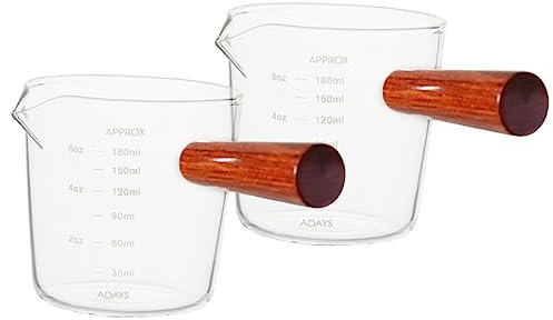 CIYODO Tazza Da Caffè Espresso Manico in Legno Tazza Da Latte Bicchiere Da Espresso Brocca Per Latte in Trasparente