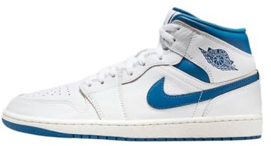 NIKE Air Jordan 1 Mid SE Herren Sneaker FN5215 (White/Industrial Blue/Sail 141) 43 EU, Weißes industrielles blaues Segel, 43 EU