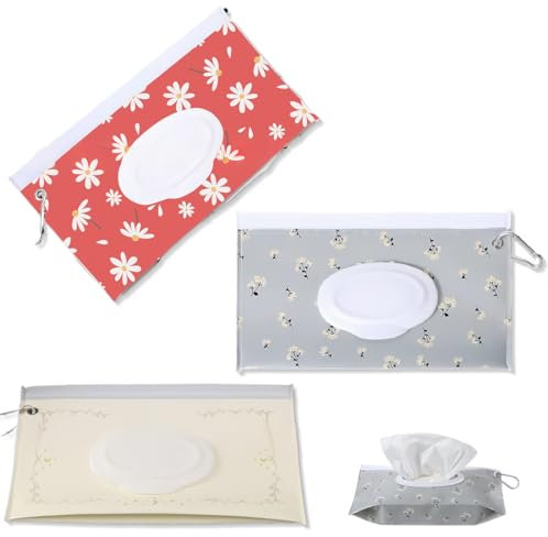 CATOR 3 Pezzi Porta Salviette Umidificate Portabile Sacchetto Di Salviettine Umidificate Contenitore Custodia per Salviette Dispenser Sacchetto per Salviette Umide da Viaggio Bambino