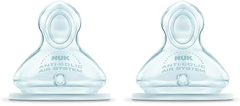 Nuk - 80602474 - First Choice + Tétines Perçage XL Lait avec Céréales 6-18 Mois Taille 2, Transparent, Set de 2 (Lot de 2)