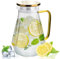 Qudubuy 2L Glass Water Jug with Gold Stainless Steel Lid & Handle, Diamond-Textured Carafe, 67.6oz Pitcher for Juice, Milk, Coffee, Tea, Hot & Cold Beverages, Fridge & Dishwasher Safe (Transparent)