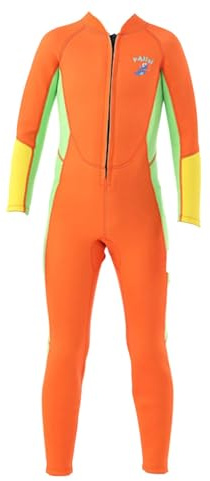 Muta termica per bambini in neoprene da 2,5 mm, a blocchi di colore, a maniche lunghe, integrale, colore arancione, 5-6 anni