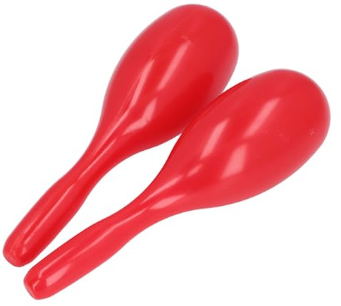 Jonlaki 2Pcs Oval Shaped Music Maracas Rattles - Hand Percussion Instrument for Parties, KTV, and Kindergarten Events, Yellow (Red)