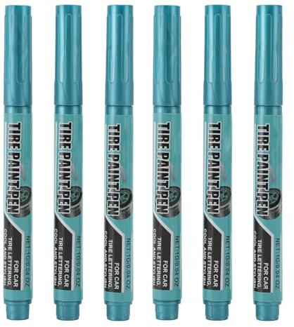 Pennarello per vernice per pneumatici, resistente all'acqua, olio di protezione a lunga durata, marcatore per pneumatici, blu, set di 6 pezzi per ritocco e riparazione dei graffi dei pneumatici