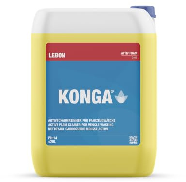 Konga Activ Bilschampo 20 l gul snö skum – gult skum med stark pärleffekt och vax | Högkoncentrerad aktiv skumrengöring för högtryckstvätt och skumpistol | kraftskum för bil