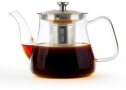 VAHDAM, Radiance- Vaso de té con infusión | 1000 ml té tarros para té suelto | Perfect Tea Maker | Ligera y robusta | Scratch resistente, Pico antigoteo | Glass Teapot Gift Set