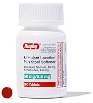 Rugby Stimulant Laxative Plus Stool Softener Docusate Sodium 50 mg/Sennosides 8.6 mg - Laxative Tablets for Constipation Relief - Stool Softeners for Women, Men, and Kids - 100 Tablets