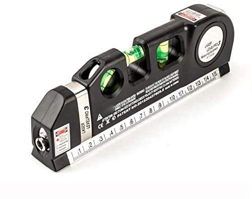 Multifonction Niveau Vertical Horizon Mesure, Laser Mesurer Niveau à Bulle, Multipurpose Niveau Laser Horizon Vertical Ruban à Mesurer Aligner, 190x29x63mm