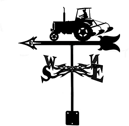 CNMJI Girouette du Vent Silhouette De Tracteur Acier Inoxydable Durable Orientation du Vent Indicateur Weathercock Outils De Mesure pour Toit Fermier Décoration De Jardin Noir