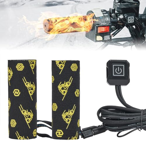 KEMIMOTO 12V Motorcycle Heated Grip with 3 Gear Temperature