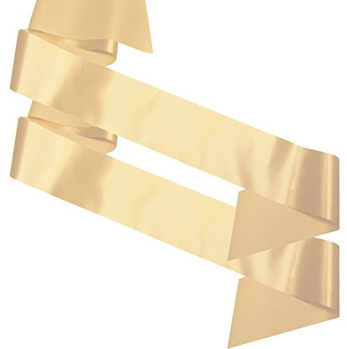 My Pretty Little Gifts Plain Sashes Pack of 2 - Blank Satin Sash - Many Colours - Create and Make your own - DIY Unprinted - Birthday Party Pageant Wedding Hen Party Festival (Gold)