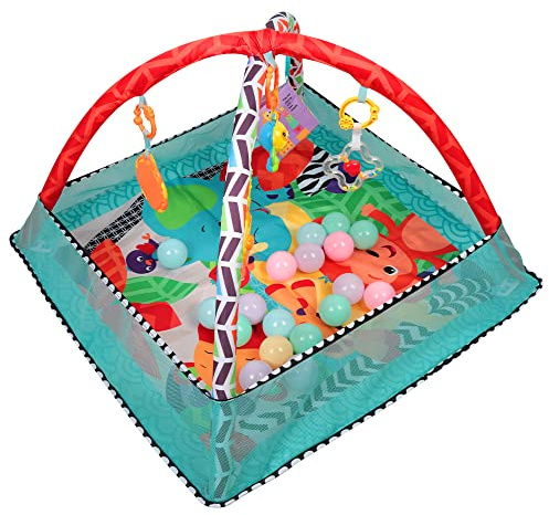3 in 1 Schildkröte Spieldecke Baby Spielmatte mit Spielbögen Bälle Bällebad Krabbeldecke Erlebnisdecke Spieldecke Lernmatte Babyspielzeug