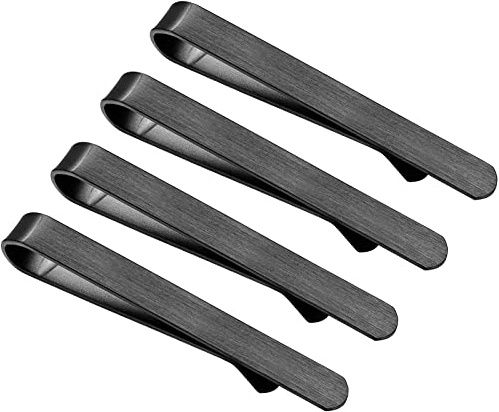 2.5 Inch Tie Clips for Men's Traditional Tie in Gift Box, Tie Bar & Pins Set for Larger Width Necktie in Black Red White Blue Color, Birthday Anniversary Christmas Valentine's Day Gift