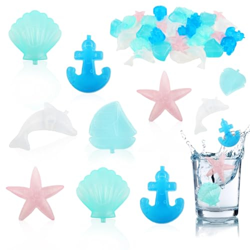 Cube de Glace Réutilisable, XiXiRan 30pcs Reusable Ice Cubes, Glaçons Plastiques Forme de Fruit et Carré pour les Boissons de Fête, Boissons Décoratives, Glaçons pour Le Visage (Bleu*30pcs)