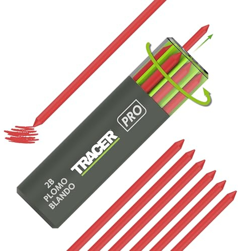 Tracer Tough Construction Lot de 6 mines de rechange pour crayon Tough Pencil Rouge 6 x 5,2 mm