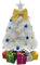 stargo Pequeño árbol de Navidad Blanco - Mini árbol de Navidad de Mesa de 60 cm con Adornos Colgantes, Lazo Decorativo y Cajas de Regalo - Árbol de Mesa para decoración navideña DIY