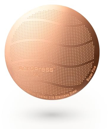 AeroPress Gold Tone Metal Coffee Filters, Reusable Coffee Filters for AeroPress Coffee Makers, Full-Bodied Coffee Without Bitterness, Easy to Clean Gold Coffee Filter, Stainless Steel - XL