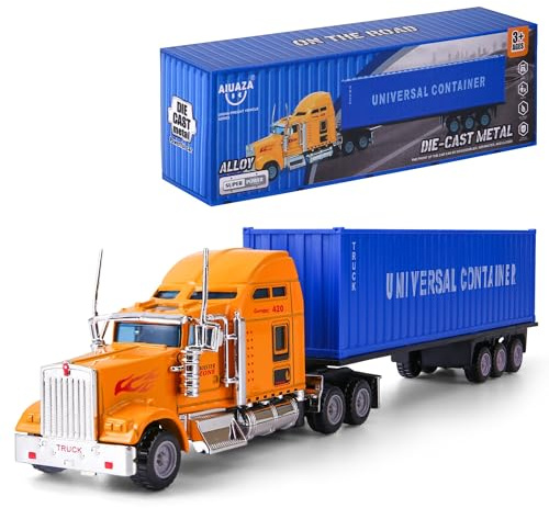 AIUAZA 1/65 Truck Model, Detachable Cargo Container, Children's Toy, Alloy Semi Truck, Trailer Toys for Boys