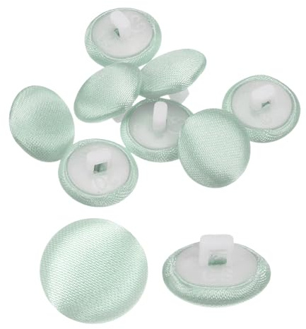 QUARKZMAN 10pz Bottone Rivestito in Tessuto Raso Bottoni da Cucito Rotondi con Gambo Bottoni Tondi Rivestiti Pulsanti per Smoking Abiti Sposa Camicetta Fai Da Te (12,5mm Verde Chiaro)