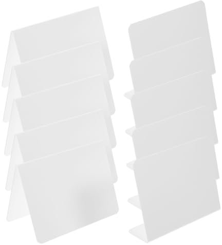Operitacx 10 PièCes Chevalets Pour L'Affichage Tentes De Noms EffaçAbles à Sec Plaque Acrylique Support D'Identité D'Assise Inscriptible Porte-NuméRos De Table Blanche Panneau Numero De Table Mariage