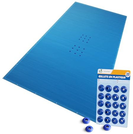 VOUNOT® Lona para Piscina Rectangular 5 x 10 m, Cubierta Protectora PE de 160 g/m², Funda de Piscinas Anti-UV con Ojales Cada 100 cm, Azul Marino