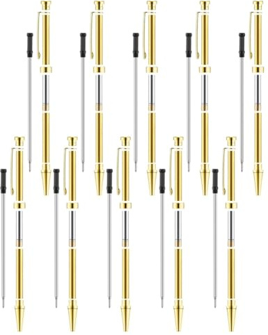 TOBEOME Juego de 10 bolígrafos para torneado de madera de 7 mm, kit de giro delgado con suministros de torneado de torno de repuesto, color dorado